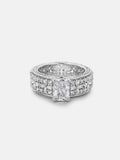Radiant Solitaire Moissanite Triple Row Petal Eternity Ring