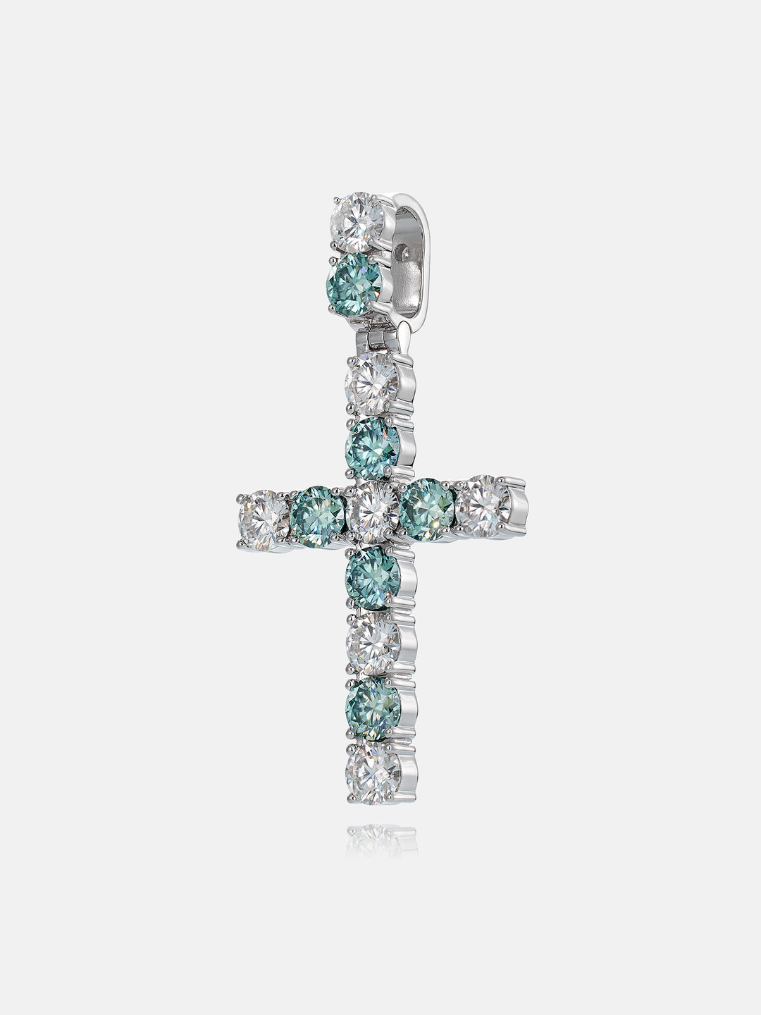 S925 13CT Blue & White Moissanite Cross Pendant