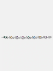 S925 Moissanite Multi Gemstone Flower Bracelet