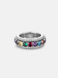S925 Moissanite Multi Gemstone Rotatable Ring