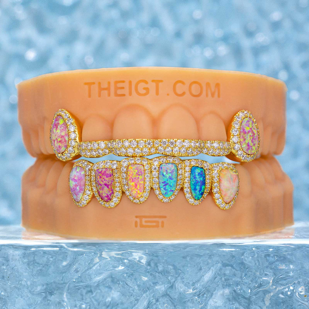 Top Opal Bar W Bottom Diamond Opal Grillz