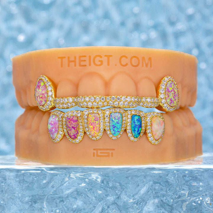Top Opal Bar W Bottom Diamond Opal Grillz