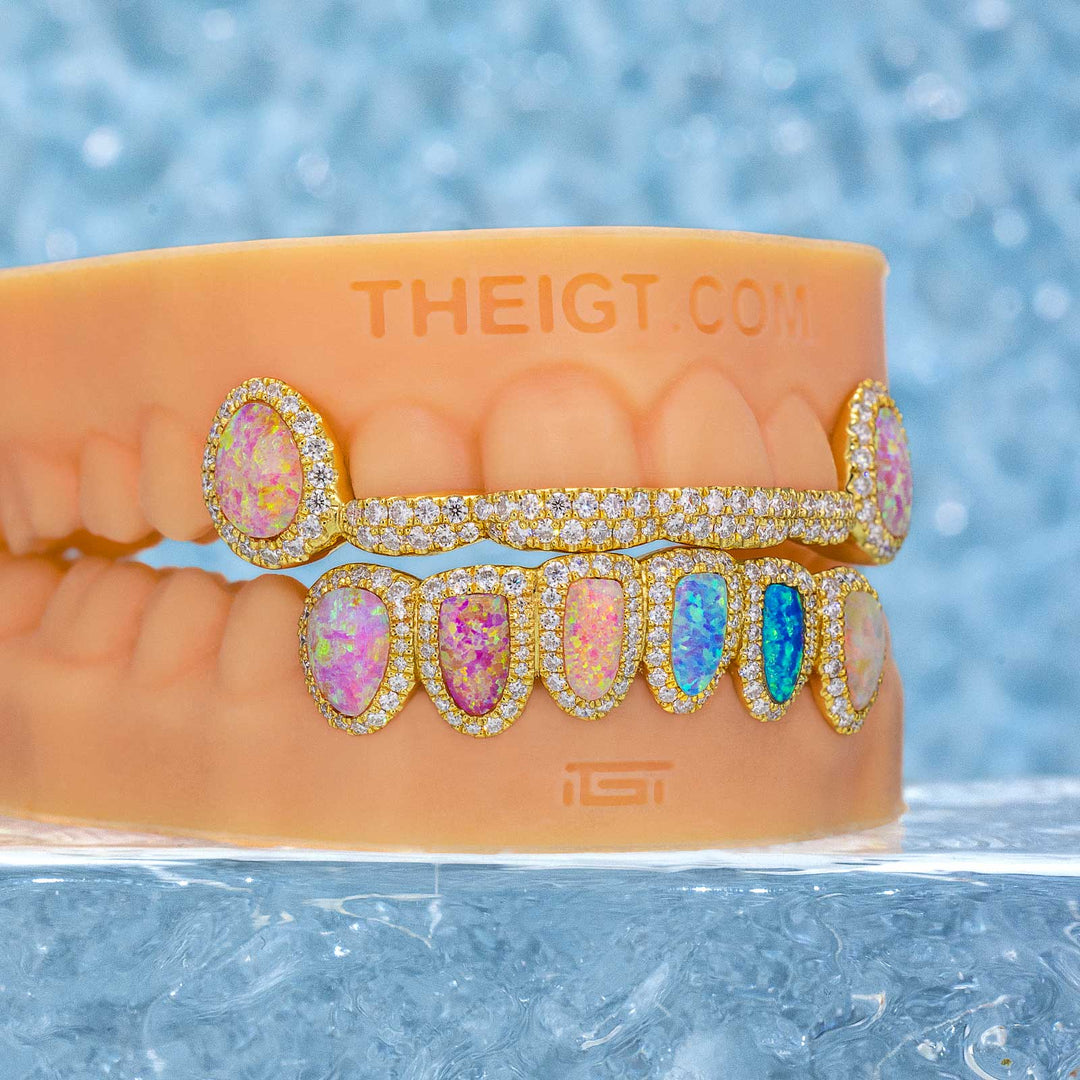 Top Opal Bar W Bottom Diamond Opal Grillz