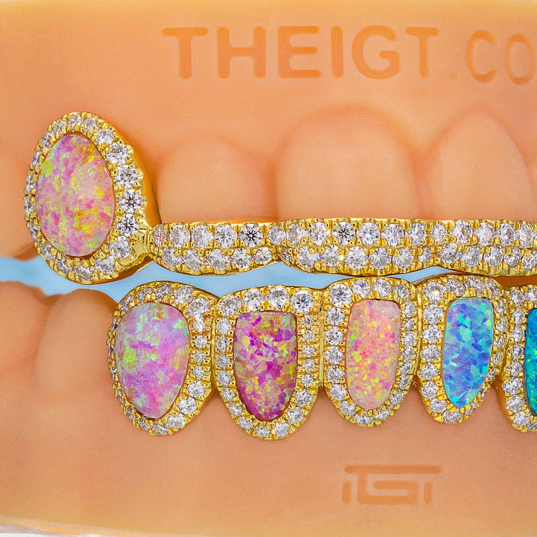 Top Opal Bar W Bottom Diamond Opal Grillz