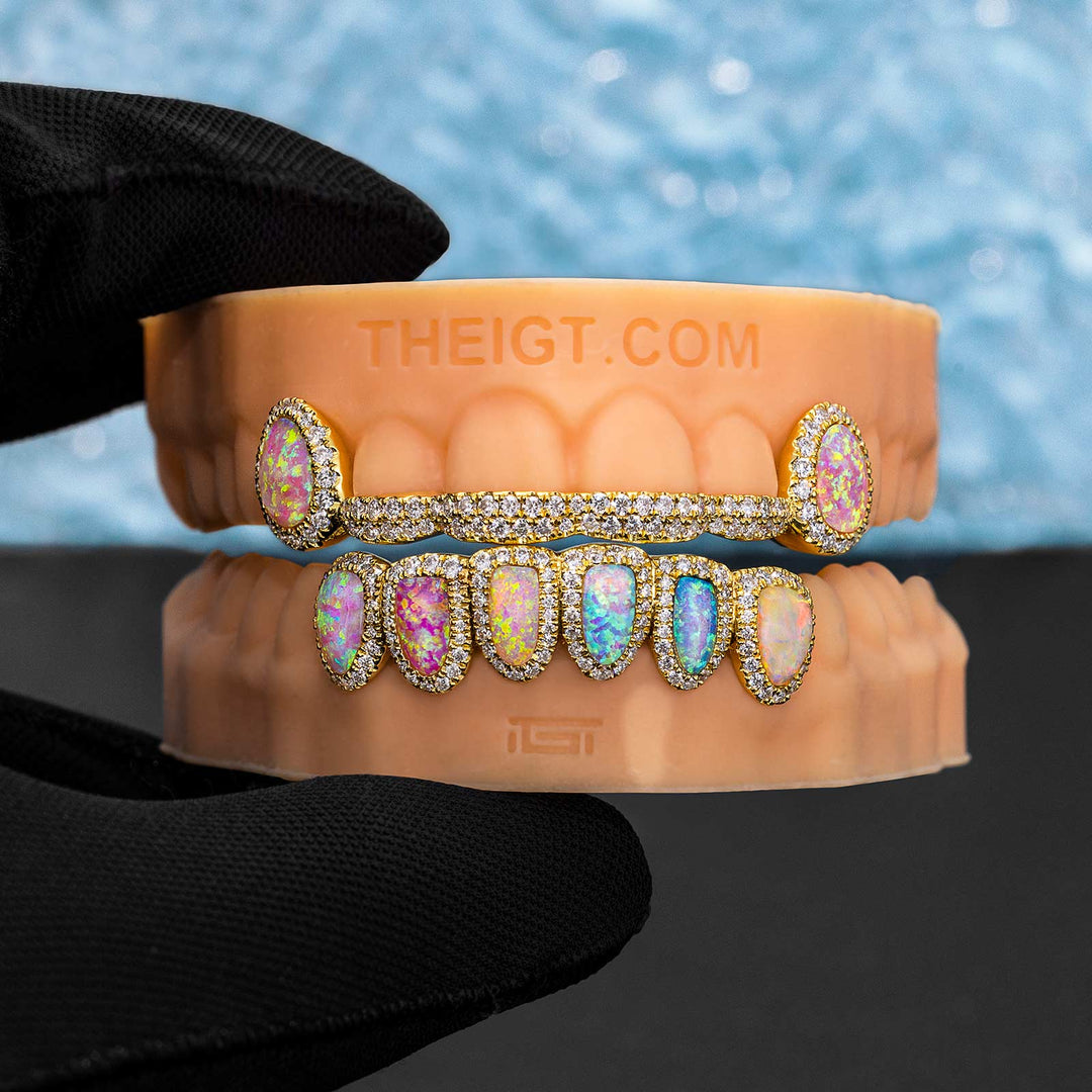 Top Opal Bar W Bottom Diamond Opal Grillz