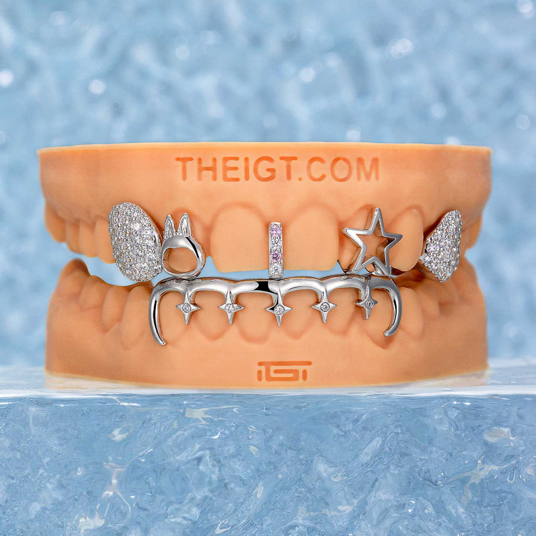 Top Star & Bottom Sparkle Bar Grillz