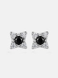 White & Black Moissanite Four Pointed Star Stud Earrings
