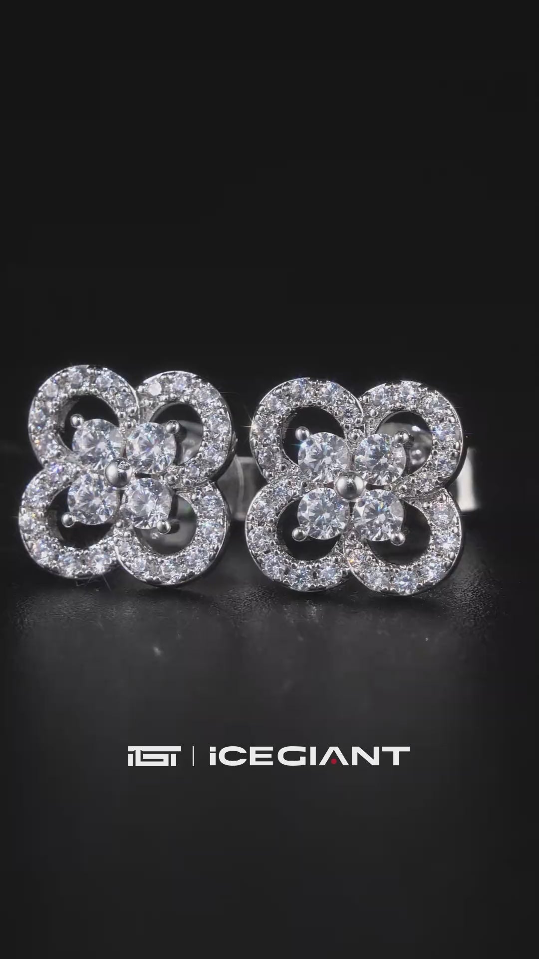 Moissanite Double Clover Stud Earrings