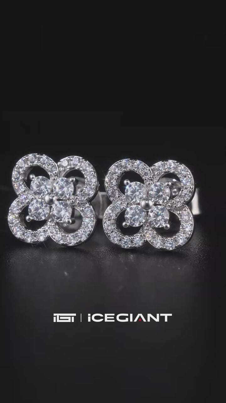 Moissanite Double Clover Stud Earrings