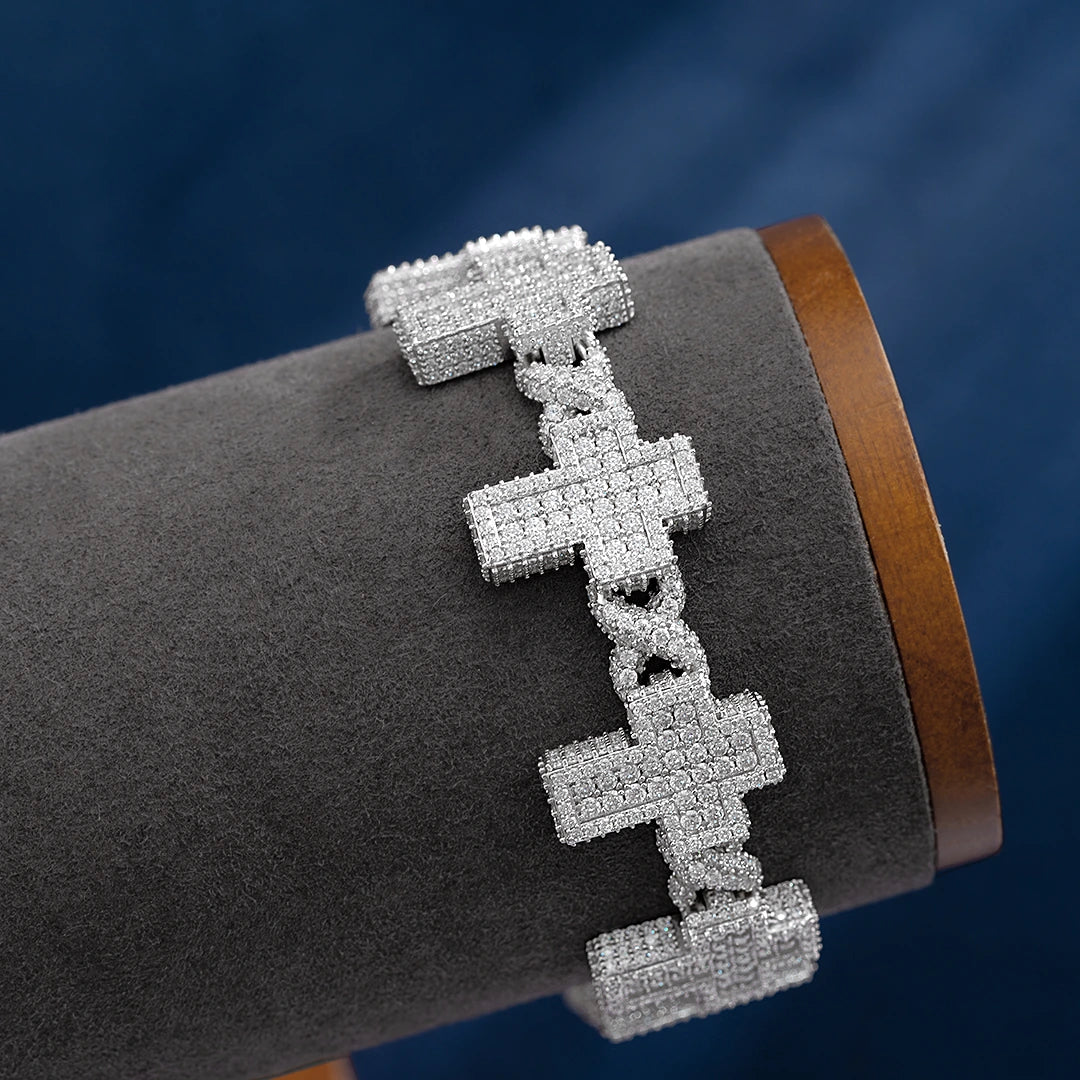 Mens diamond cross bracelet online
