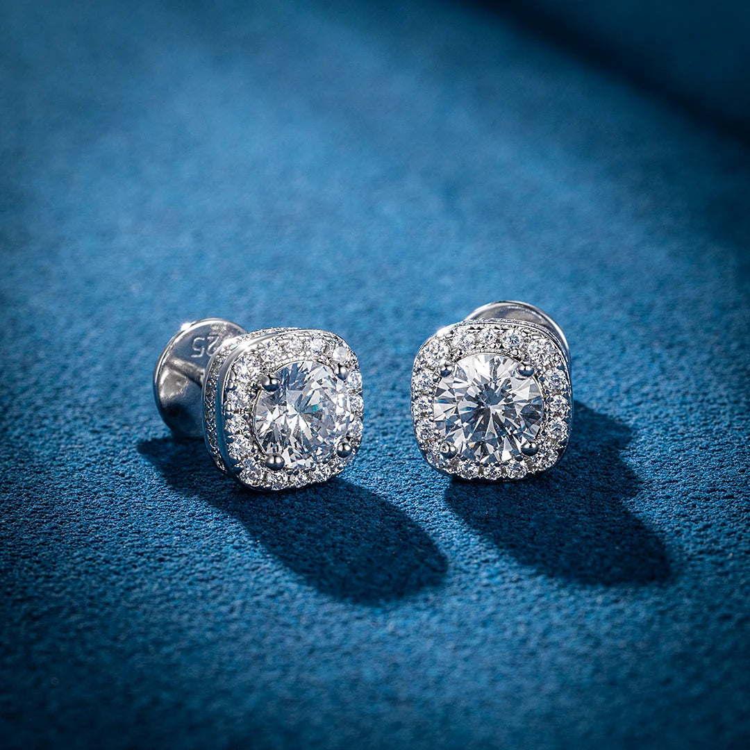 PAG & MAG Moissanite Earrings S925 Sterling Silver Stud Earrings