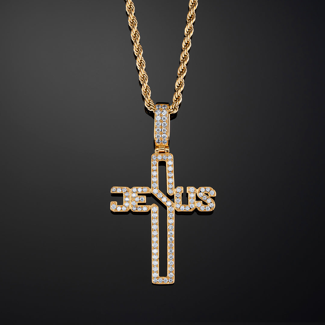 Jesus Cross Pendant in Yellow Gold