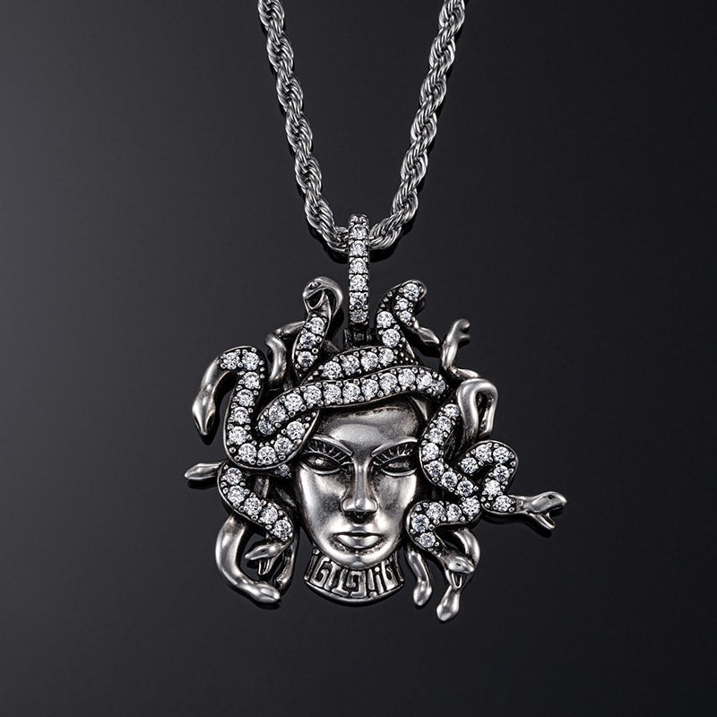 Medusa Pendant in White Gold