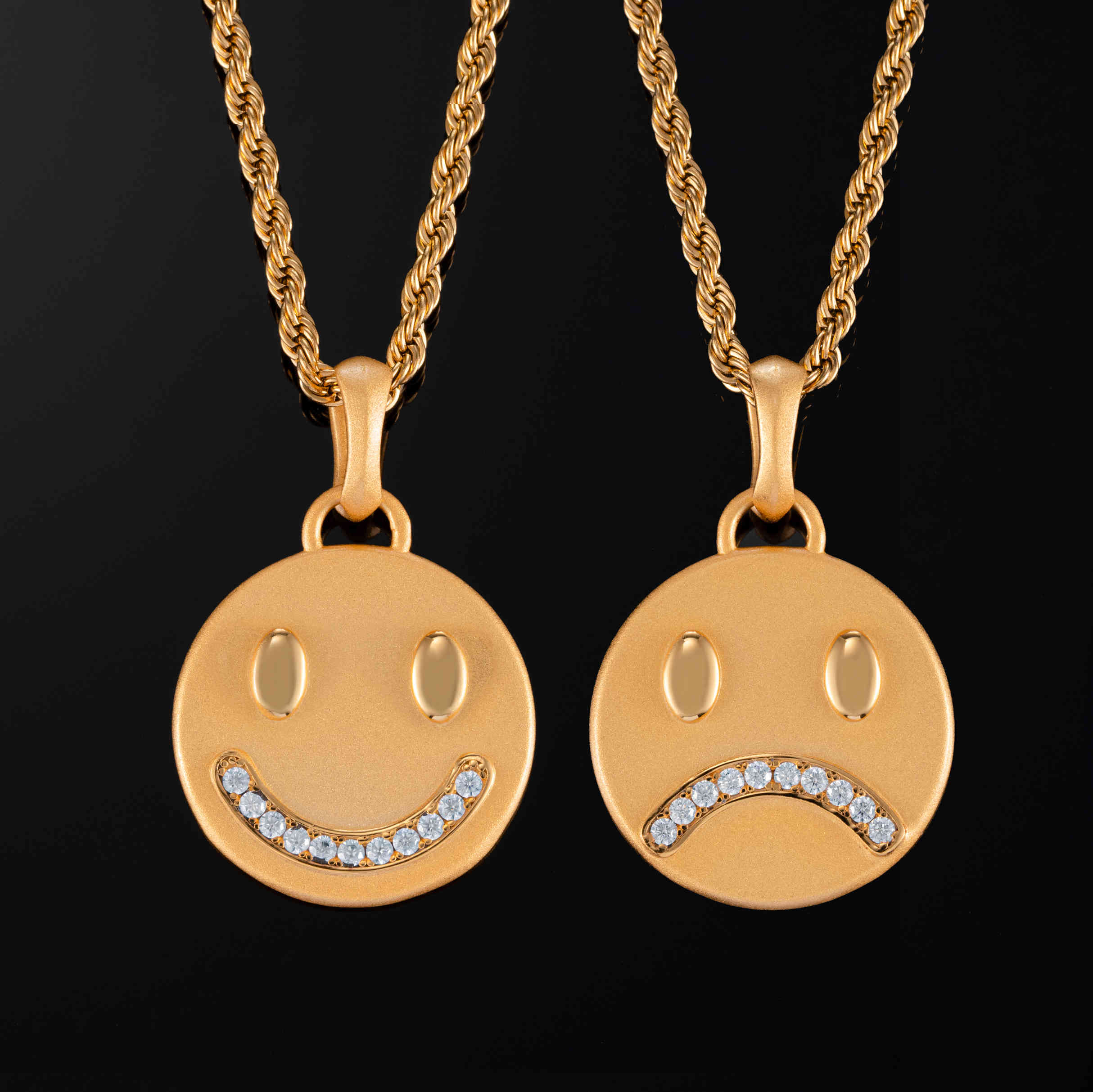 Double Sided Smiley & Sad Face Pendant – ICEGIANT