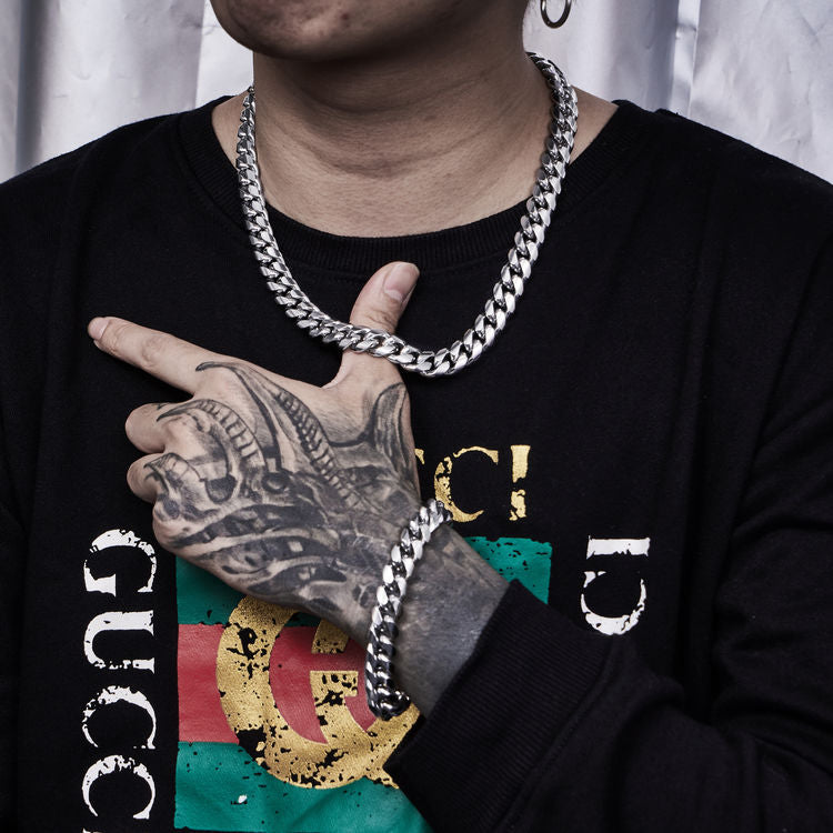 12mm Miami Cuban Link Chain in White Gold