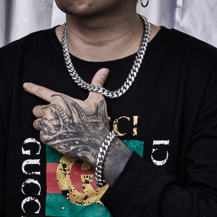 12mm Miami Cuban Link Chain in White Gold