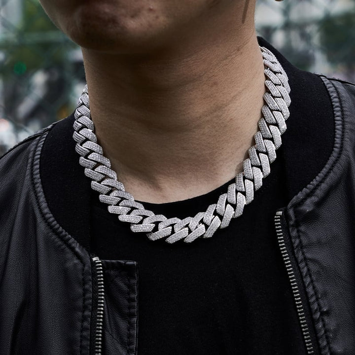 19mm Prong Cuban Link Chain in White Gold