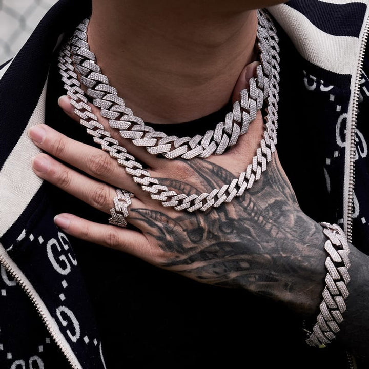 19mm Prong Cuban Link Chain in White Gold