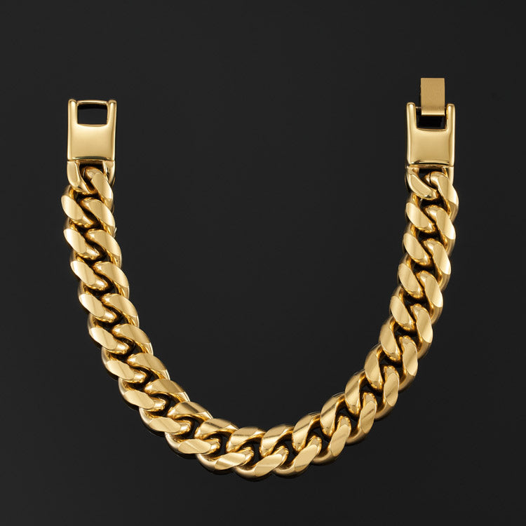 12mm Miami Cuban Link Bracelet in Yellow Gold