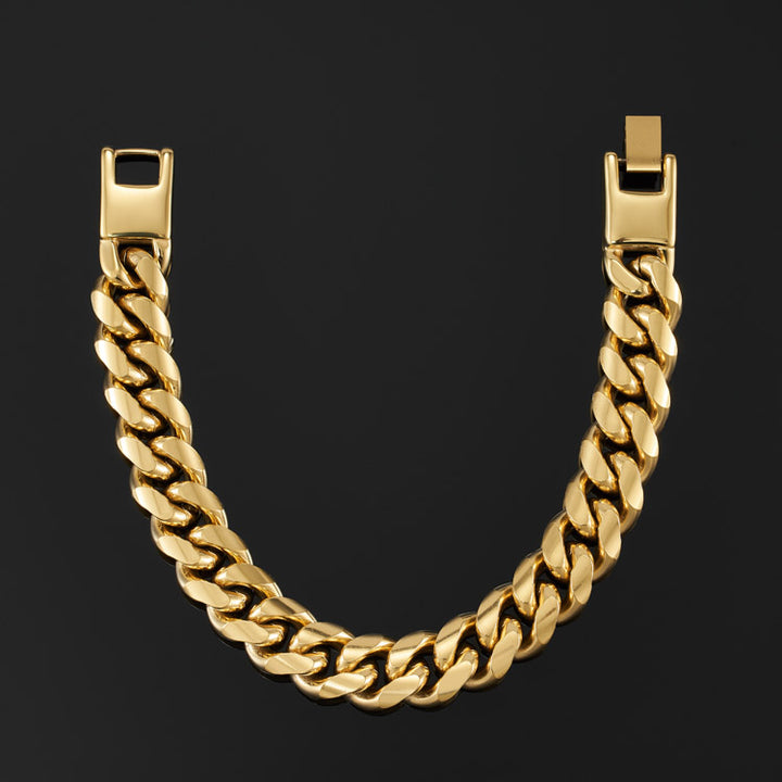 12mm Miami Cuban Link Bracelet in Yellow Gold