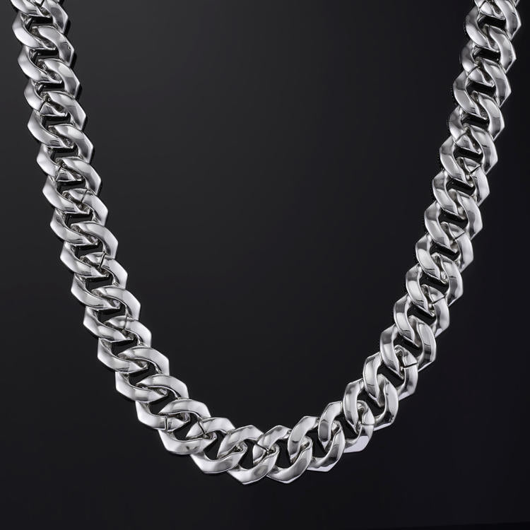 19mm Prong Cuban Link Chain White Gold - iGT