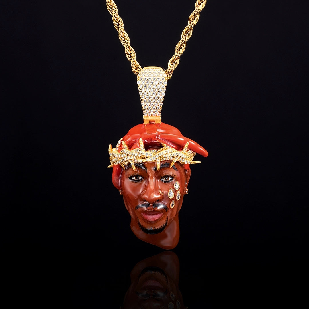 Custom Moissanite Enamel 2pac Pendant