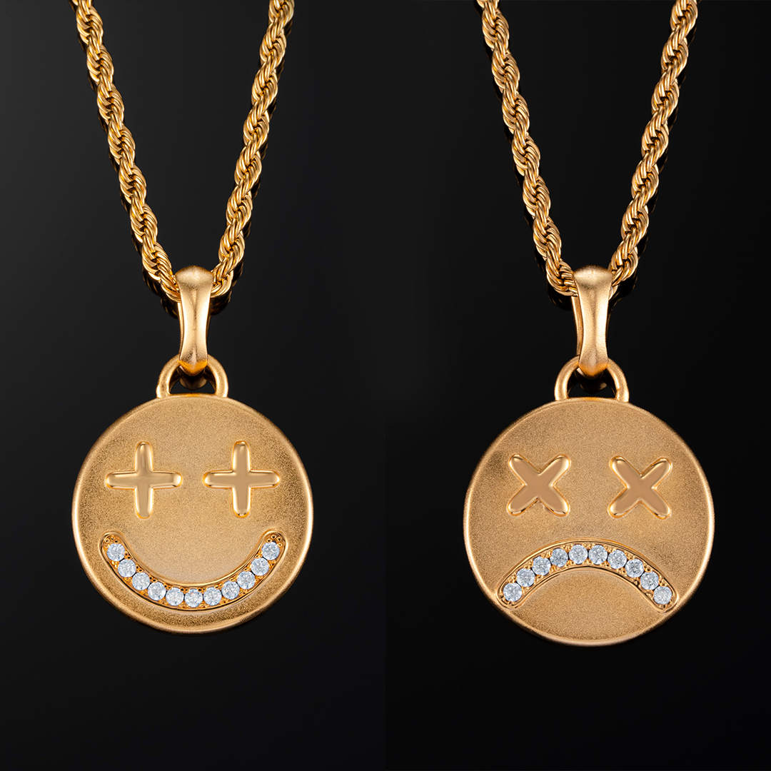 Double Sided Happy / Sad Smiley Pendant
