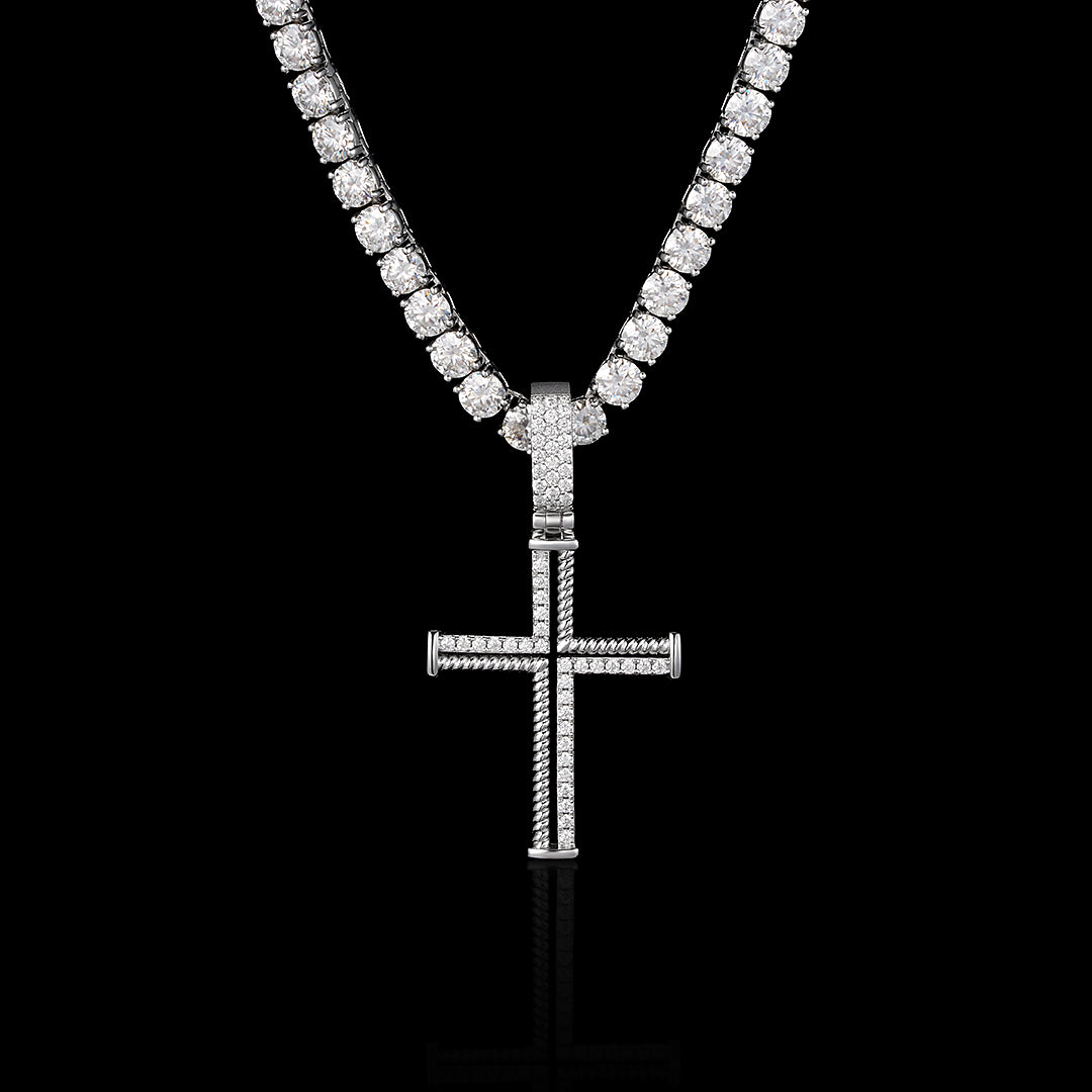 Semi Moissanite Rope Cross Pendant