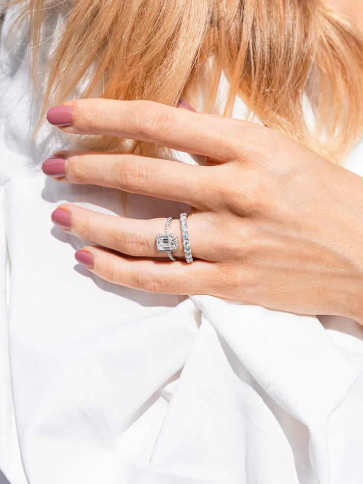 0.3CT Moissanite Half Band Engagement Ring