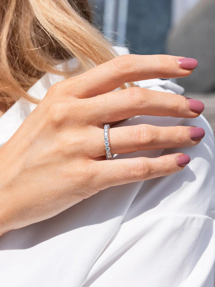 0.3CT Moissanite Half Band Engagement Ring