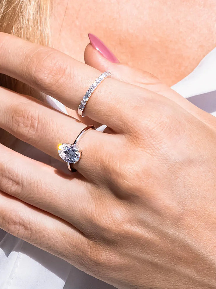 0.3CT Moissanite Half Band Engagement Ring