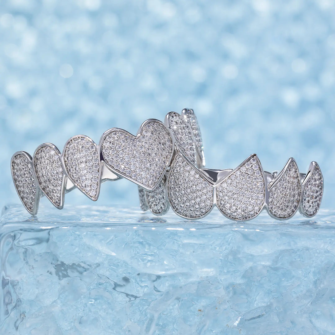 Custom Fully Iced Heart Grillz