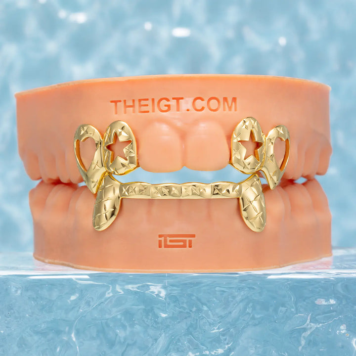 Diamond Cut Grillz W Heart & Star On Top