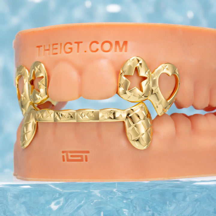 Diamond Cut Grillz W Heart & Star On Top