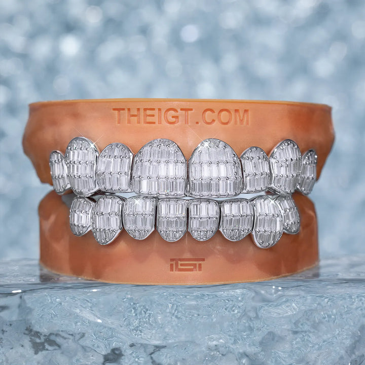 Custom Fully Iced Baguette Cut Grillz