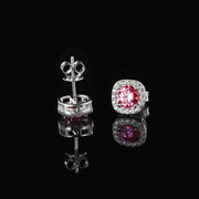 925 Sterling Silver Pink Moissanite Square Stud Earrings - 3.4 Carat Total