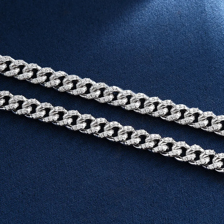925 Sterling Silver 5mm Moissanite Cuban Chain