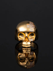 Sacred Cross Skull Ring in Yellow Gold