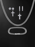 8mm Miami Cuban Chain & Bracelet & 2 Pairs of Earrings Set [4PCS/SET]