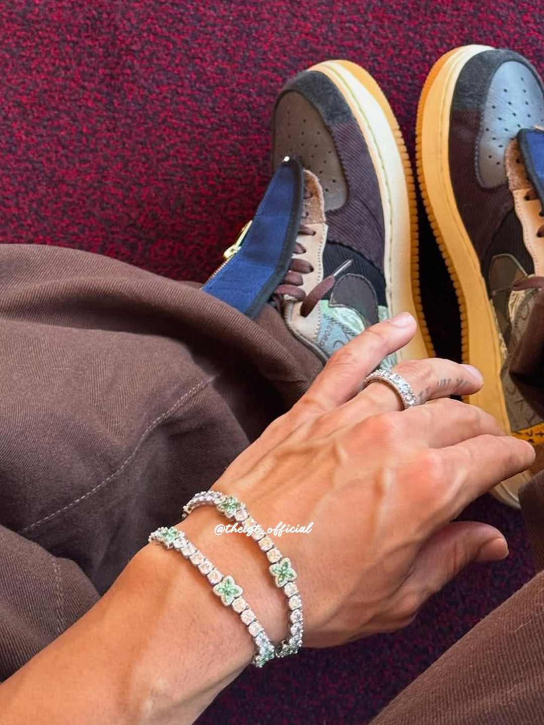 White Moissanite Green Marquise Gem Clover Tennis Bracelet