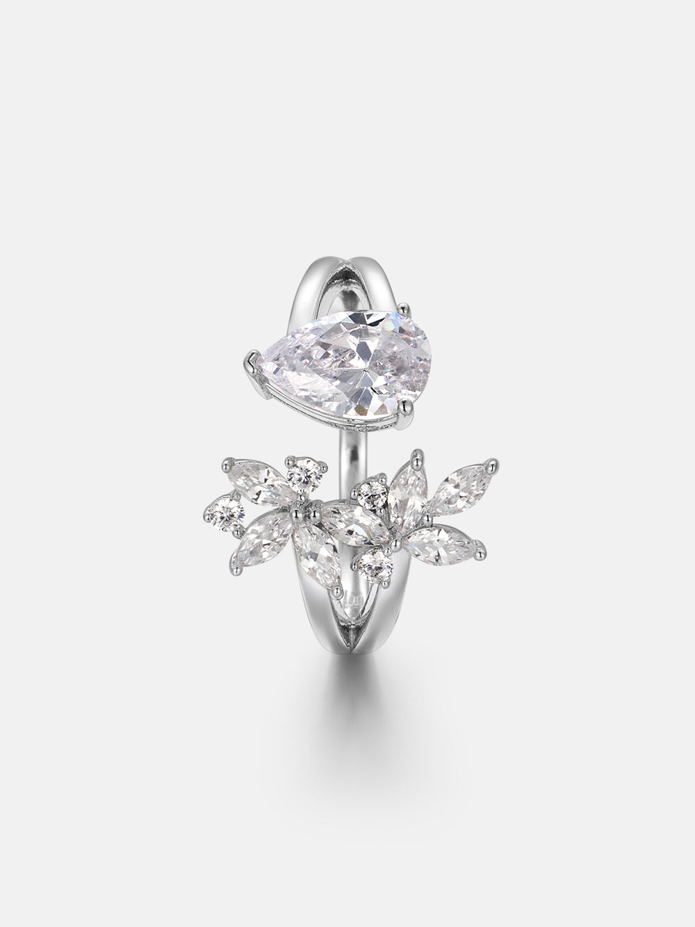 1.5CT Pear & Butterfly-Shape Moissanite Open Ring