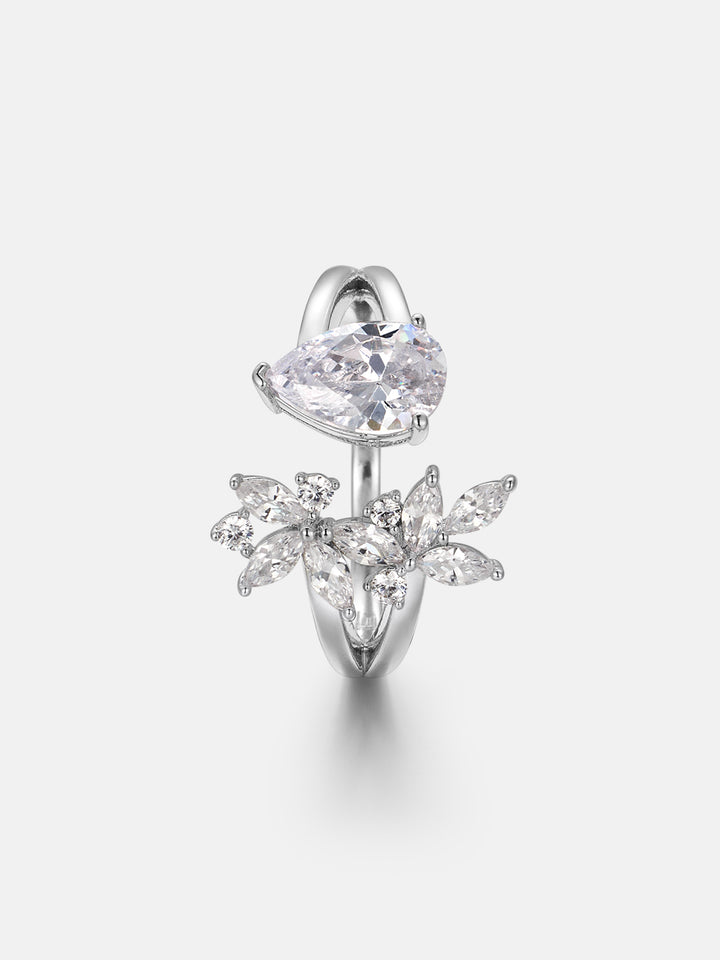 1.5CT Pear & Butterfly-Shape Moissanite Open Ring