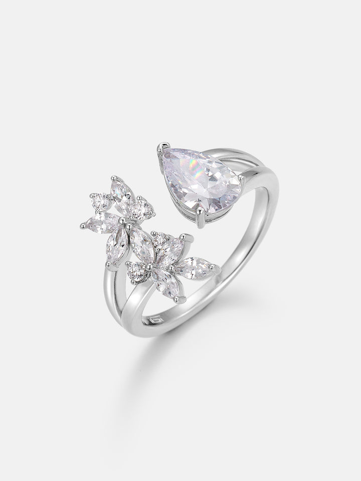 1.5CT Pear & Butterfly-Shape Moissanite Open Ring