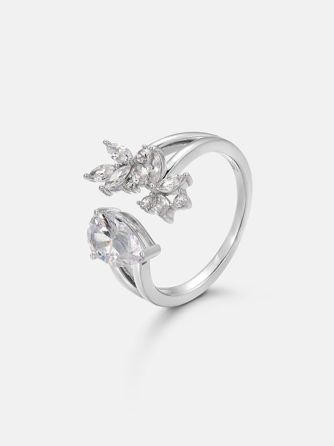 1.5CT Pear & Butterfly-Shape Moissanite Open Ring