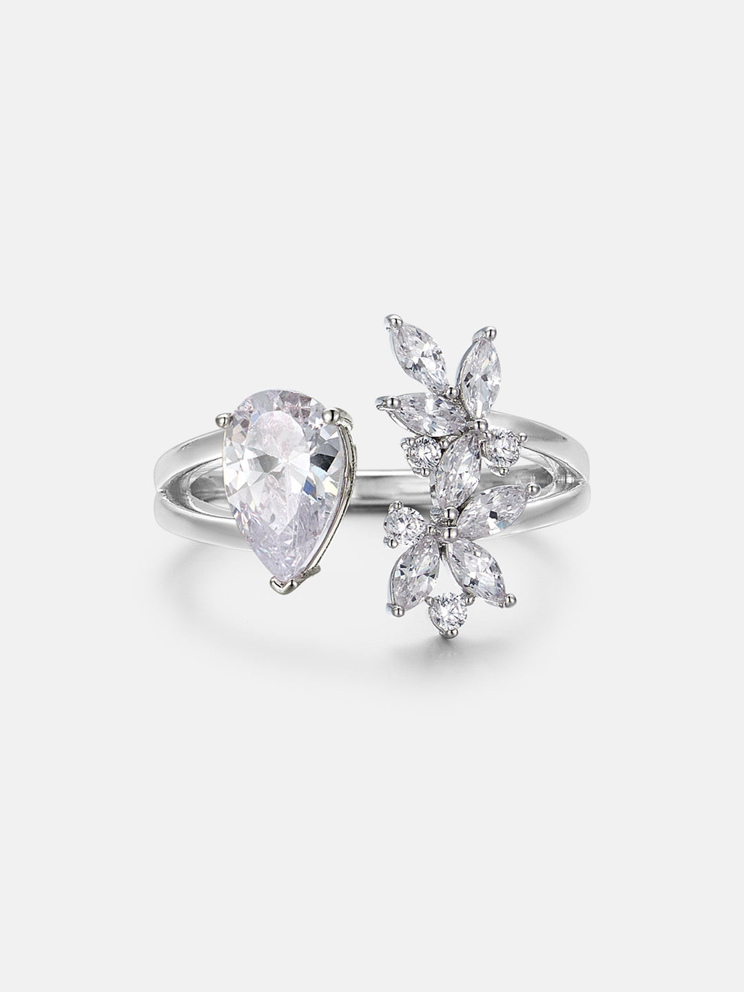 1.5CT Pear & Butterfly-Shape Moissanite Open Ring