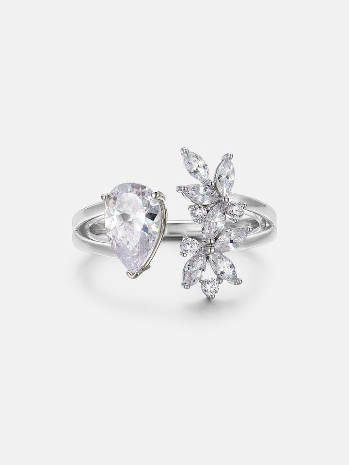 1.5CT Pear & Butterfly-Shape Moissanite Open Ring