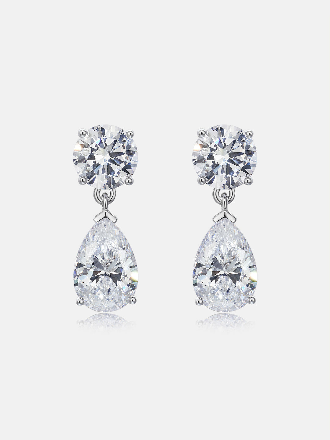 10MM Round & Pear Cut Moissanite Drop Earrings