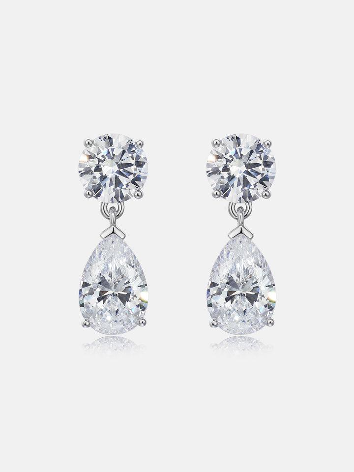 10MM Round & Pear Cut Moissanite Drop Earrings