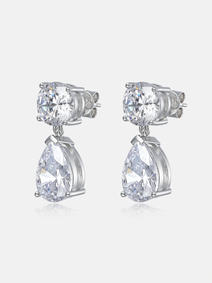 10MM Round & Pear Cut Moissanite Drop Earrings