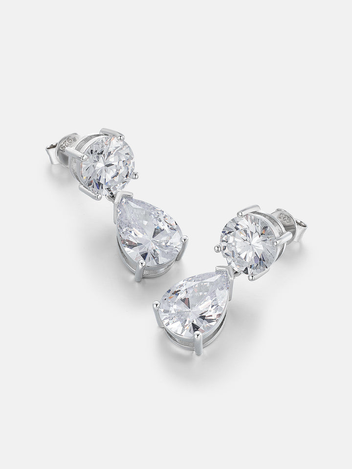 10MM Round & Pear Cut Moissanite Drop Earrings
